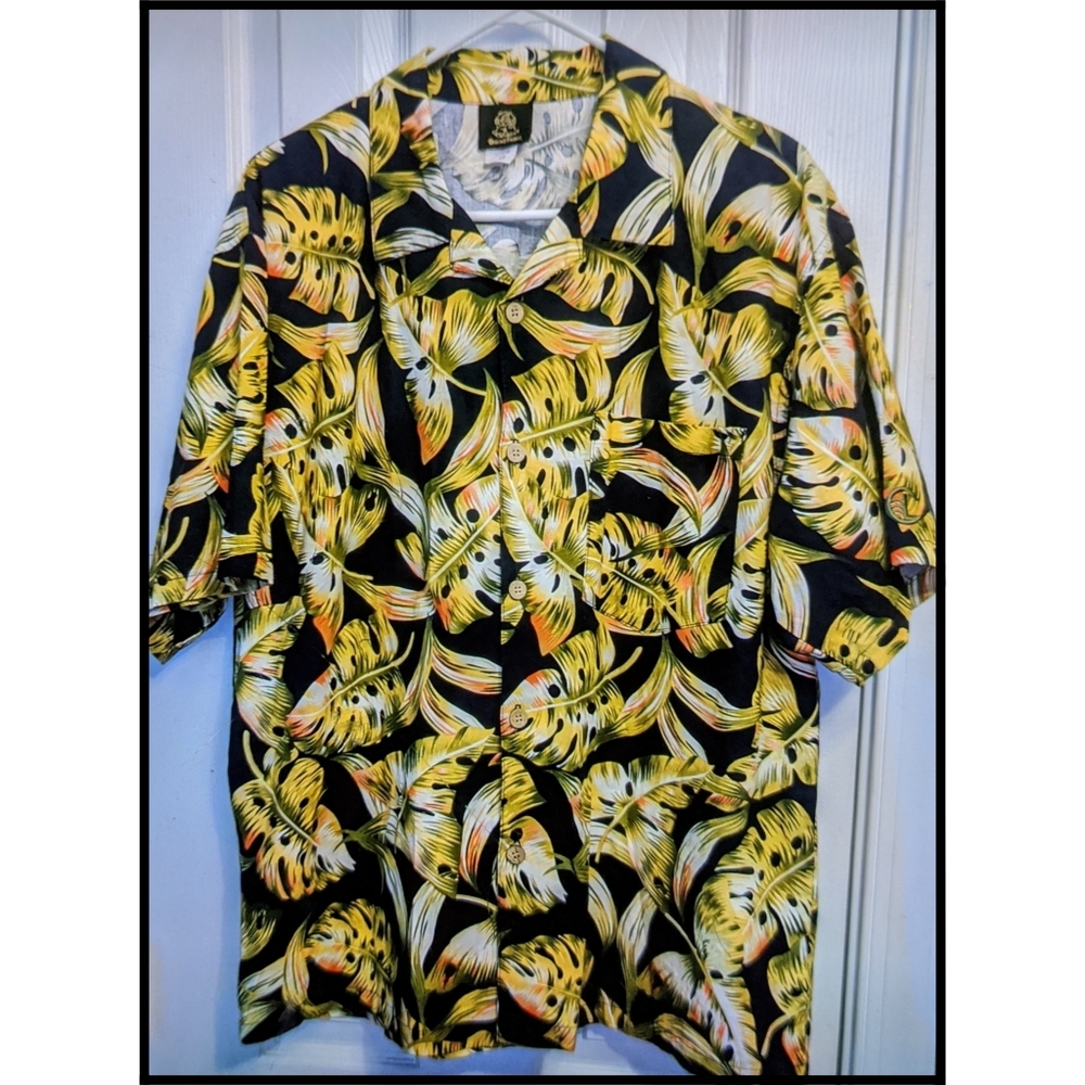Vtg TOUCAN DANCE BY FAST LANE HAWAIIAN PALM SHIRT